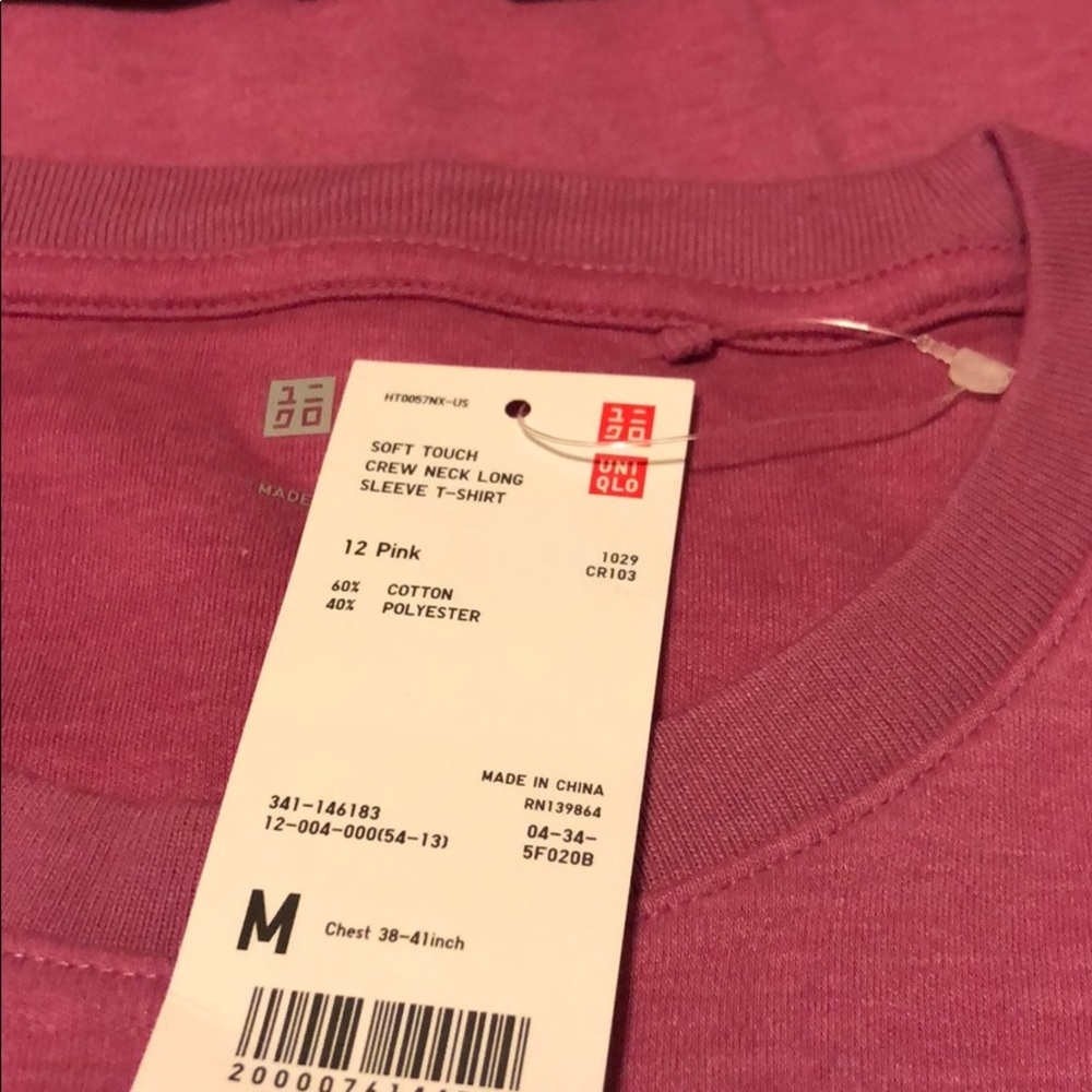 NWT [Uniqlo] Pink Soft Touch Long Sleeve - M - Picture 2 of 2
